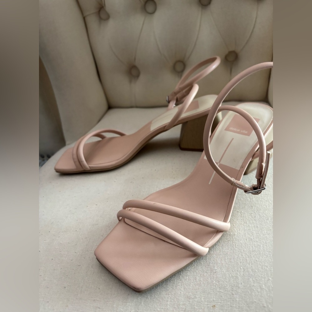 Dolce Vita women’s pink beige block heel sandals 8 ankle strap